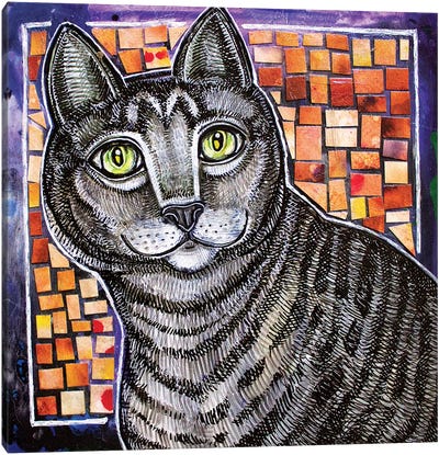 Curiosity And The Cat Canvas Art Print - Lynnette Shelley