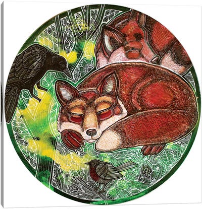 Dreaming Foxes Canvas Art Print - Lynnette Shelley