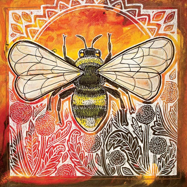 Lynnette Shelley: Bumblebee And Dandelions by Lynnette Shelley