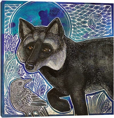 Silver Fox Canvas Art Print - Lynnette Shelley
