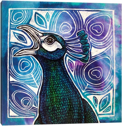 Call Of The Peacock Canvas Art Print - Lynnette Shelley