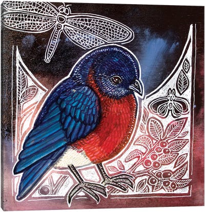 Eastern Bluebird Canvas Art Print - Lynnette Shelley