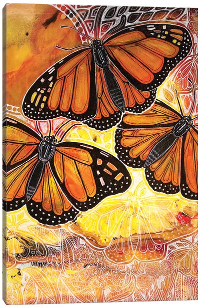 Flight Of The Monarch Canvas Art Print - Monarch Butterflies