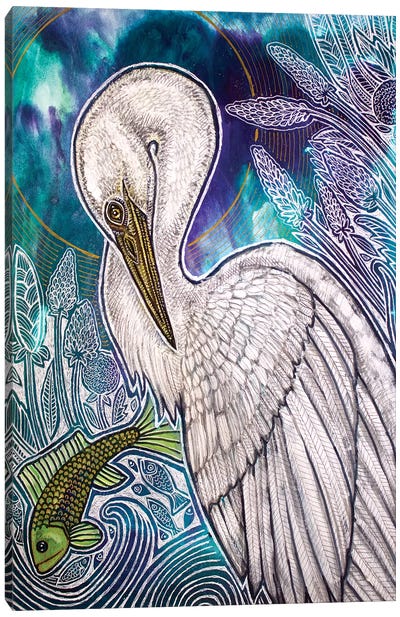 Great White Egret Canvas Art Print - Lynnette Shelley