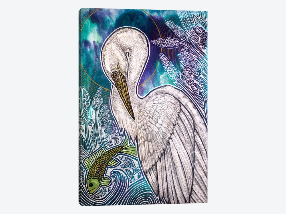 Great White Egret by Lynnette Shelley 1-piece Canvas Artwork