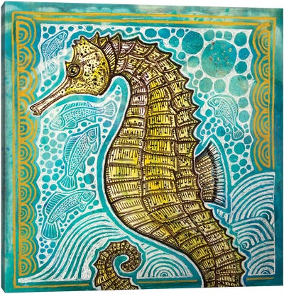 Lined Seahorse Canvas Art Print - Seahorse Art