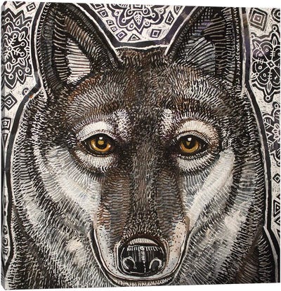 Winter Wolf Canvas Art Print - Lynnette Shelley