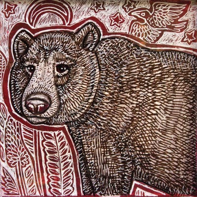 Wandering Bear by Lynnette Shelley framed canvas print