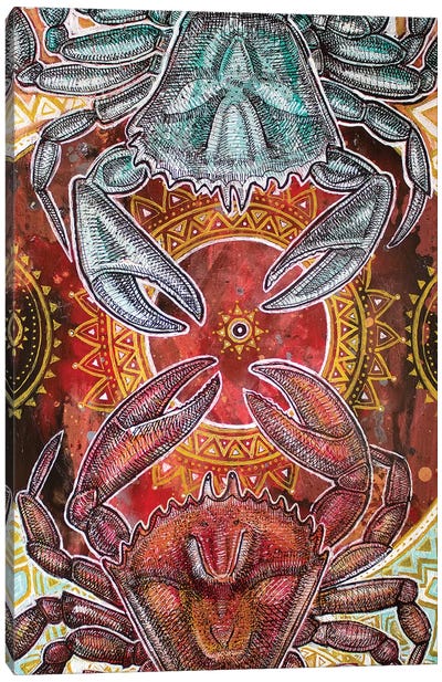 Dancing Crabs Canvas Art Print - Lynnette Shelley