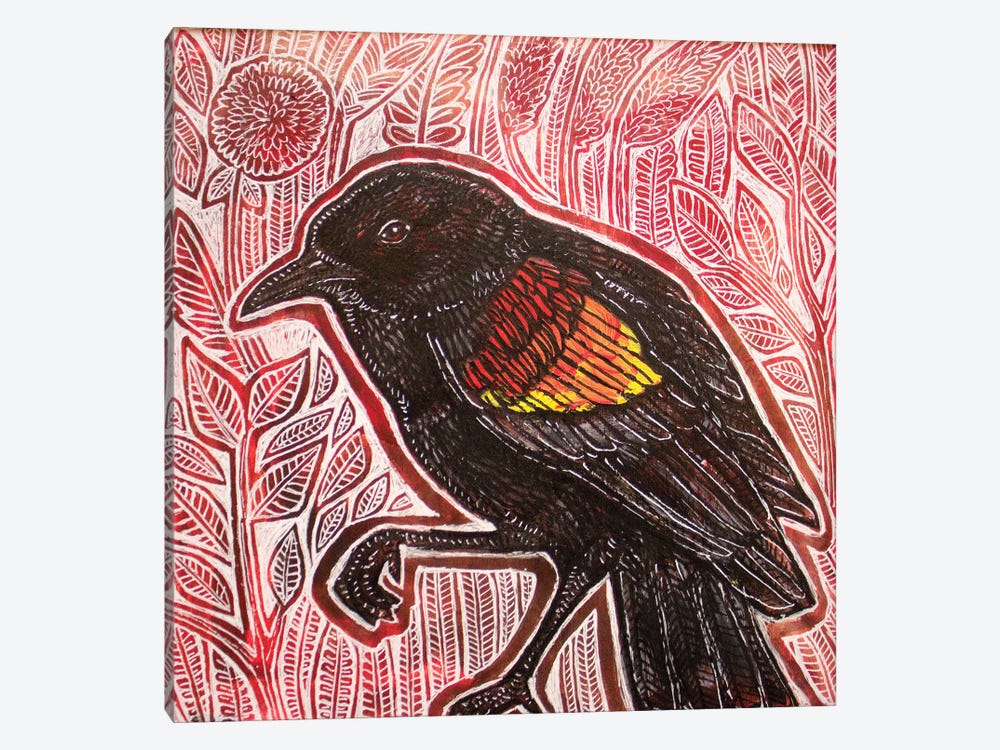 Visiting Blackbird by Lynnette Shelley 1-piece Canvas Artwork