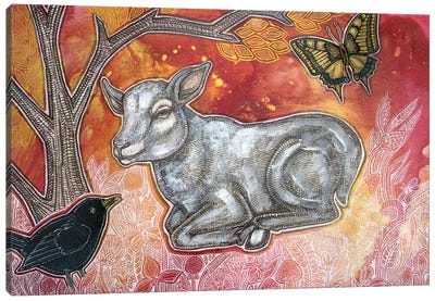 Spring Lamb Canvas Art Print - Lynnette Shelley