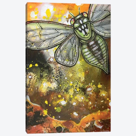 Departures - Green Cicada Canvas Print #LSH24} by Lynnette Shelley Canvas Artwork