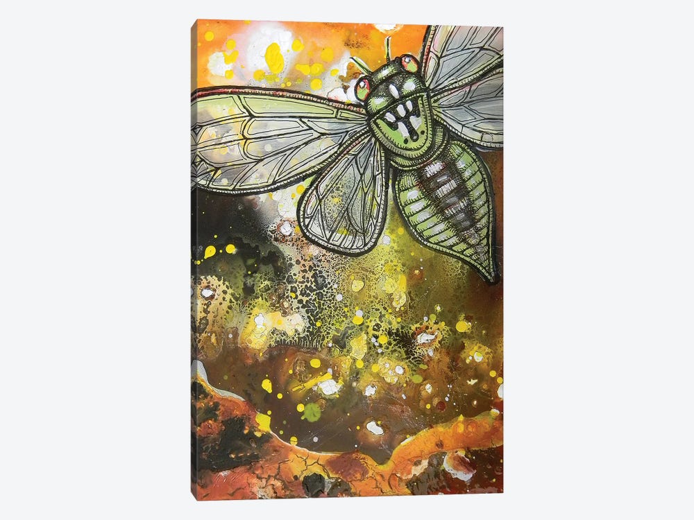 Departures - Green Cicada by Lynnette Shelley 1-piece Canvas Print