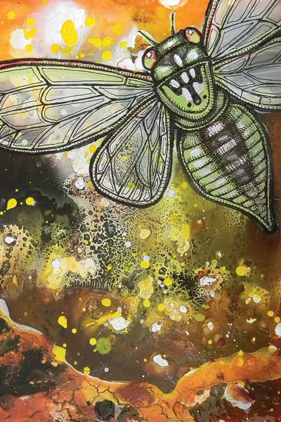 Bees: Departures - Green Cicada by Lynnette Shelley