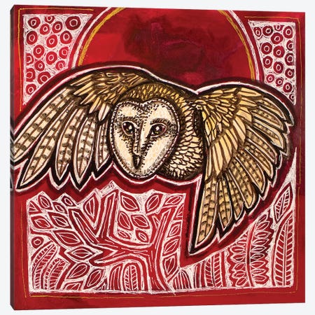 Owl And Red Moon Canvas Print #LSH259} by Lynnette Shelley Canvas Wall Art