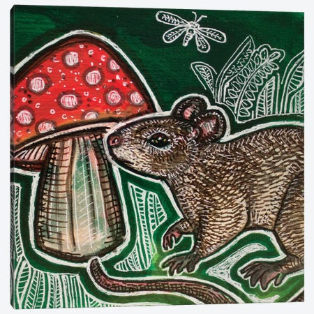 Small Mouse And Mushroom Canvas Print #LSH265} by Lynnette Shelley Canvas Artwork