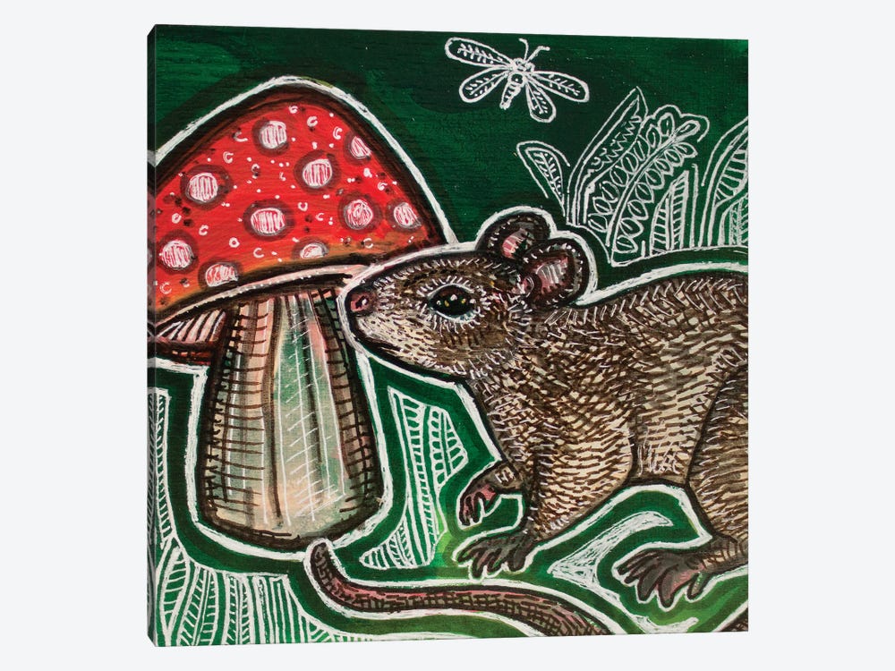 Small Mouse And Mushroom by Lynnette Shelley 1-piece Art Print