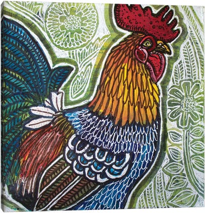 Garden Rooster Canvas Art Print - Lynnette Shelley