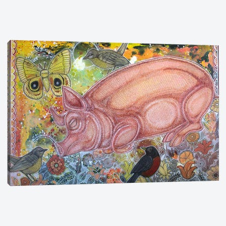 Dreaming Pig Canvas Print #LSH26} by Lynnette Shelley Canvas Artwork