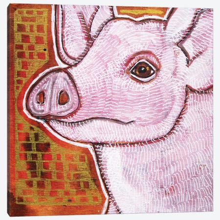 Pink Pig Canvas Print #LSH271} by Lynnette Shelley Canvas Artwork