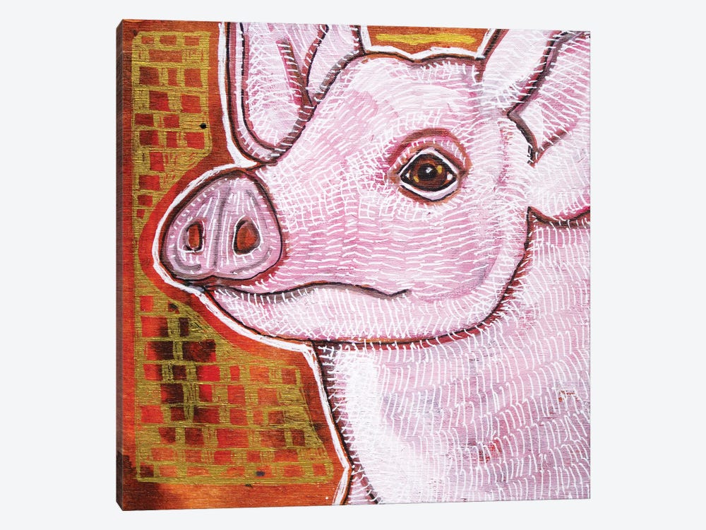 Pink Pig by Lynnette Shelley 1-piece Canvas Art