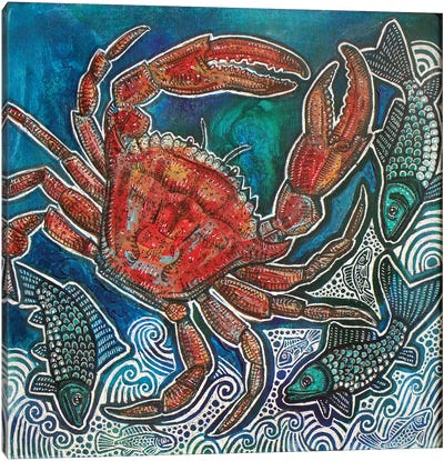 Feeling Crabby Canvas Art Print - Crab Art