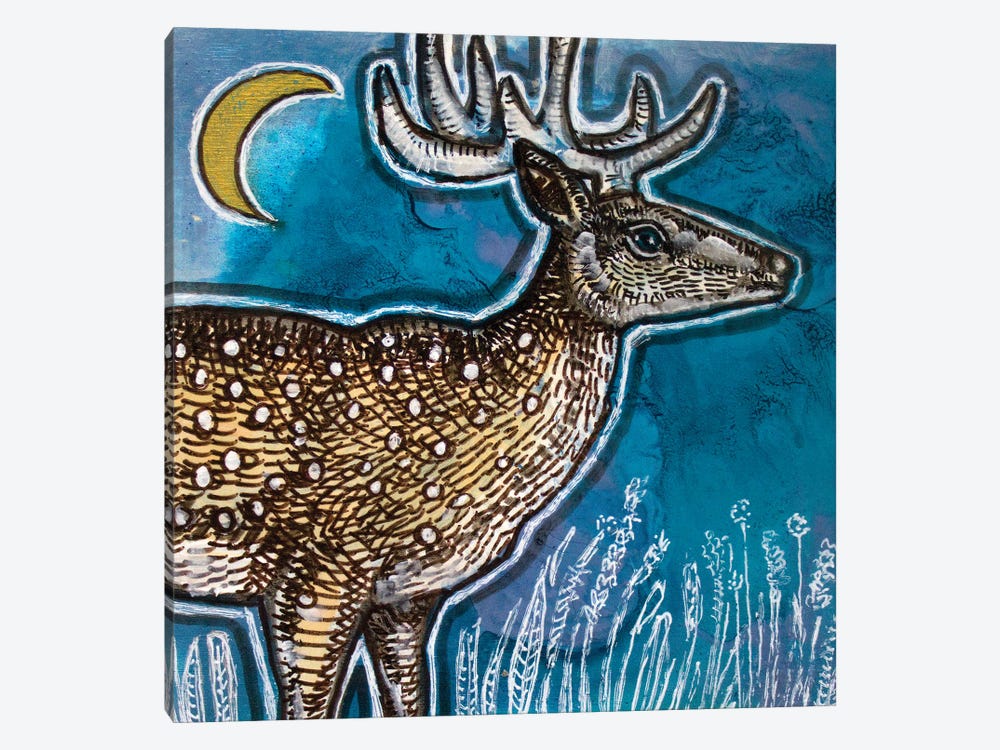 Deer And Moon by Lynnette Shelley 1-piece Canvas Art Print