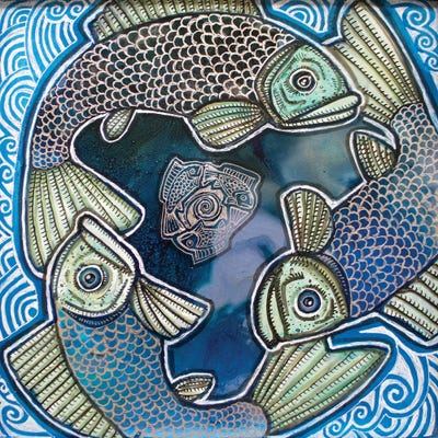 Triple Fish Swirl by Lynnette Shelley art print