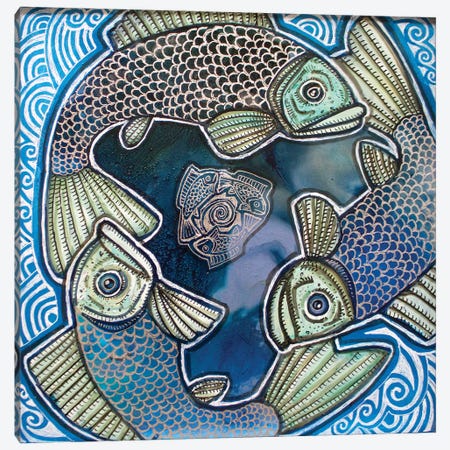 Triple Fish Swirl Canvas Print #LSH291} by Lynnette Shelley Canvas Art