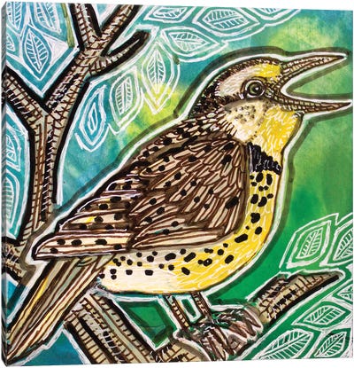Meadowlark Singing Canvas Art Print