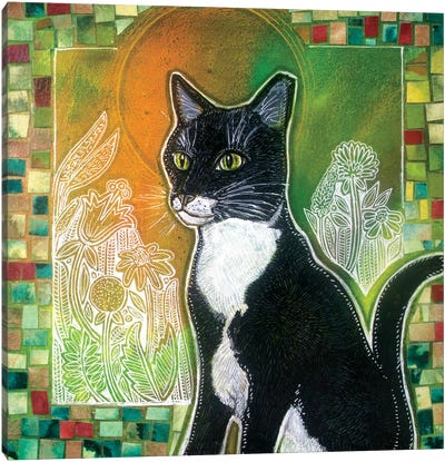 Stabatha (Art for a Stray Cat) Canvas Art Print - Tuxedo Cat Art