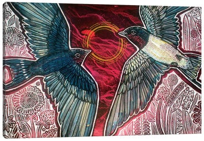 Confluence (Barn Swallows) Canvas Art Print - Lynnette Shelley