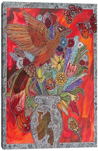 From Feather To Flame, And Birth To Bloom Canvas Art Print - Lynnette Shelley