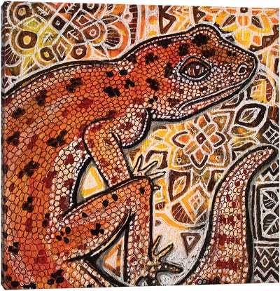 Gecko On Ornamental Canvas Art Print - Lizard Art