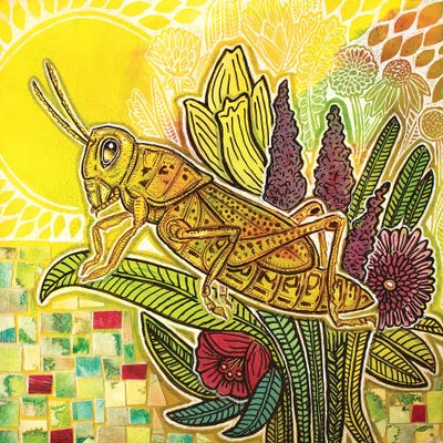 Grasshopper In The Garden by Lynnette Shelley art print