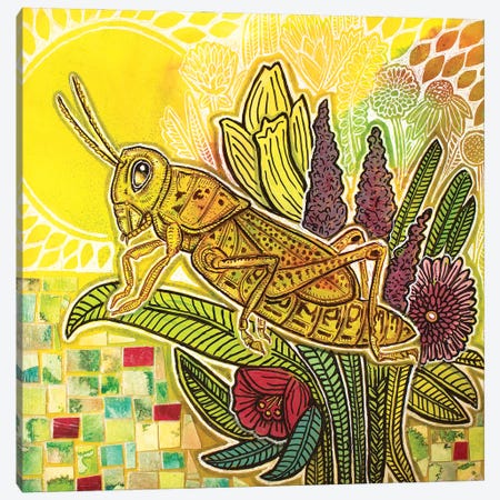 Grasshopper In The Garden Canvas Print #LSH361} by Lynnette Shelley Canvas Wall Art