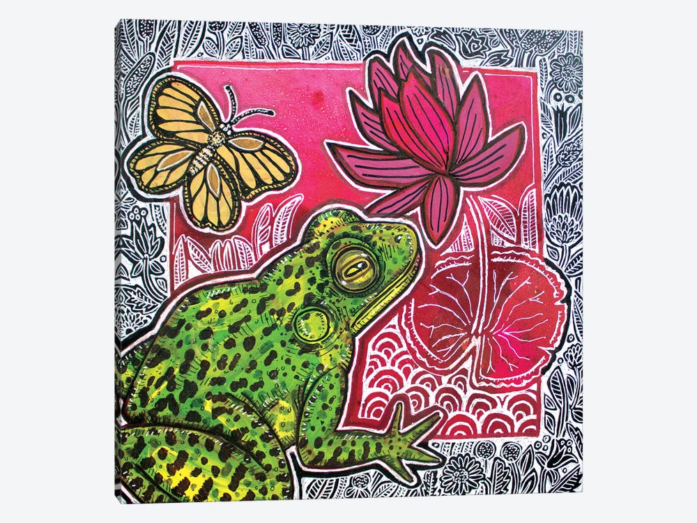 Frog And Lily by Lynnette Shelley 1-piece Canvas Wall Art