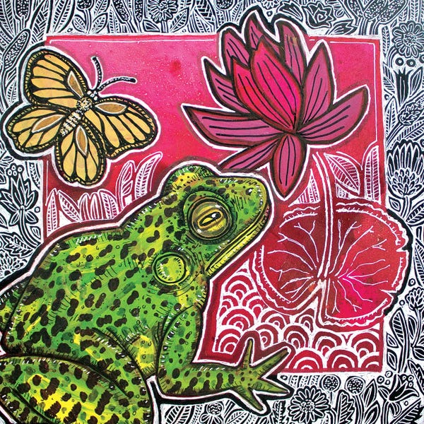 Water Lilies: Frog And Lily by Lynnette Shelley