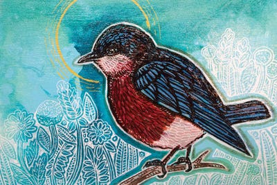 Blue Skies For A Blue Bird by Lynnette Shelley framed canvas print