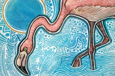 Blue Skies For A Pink Flamingo by Lynnette Shelley art print