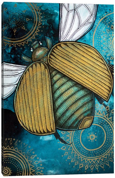 Gold Scarab Canvas Art Print - Beetles