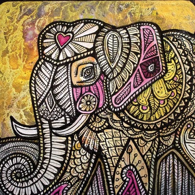 Gold Sky Elephant by Lynnette Shelley art print