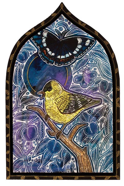 Yellow Bird Sings The Blues by Lynnette Shelley framed canvas print