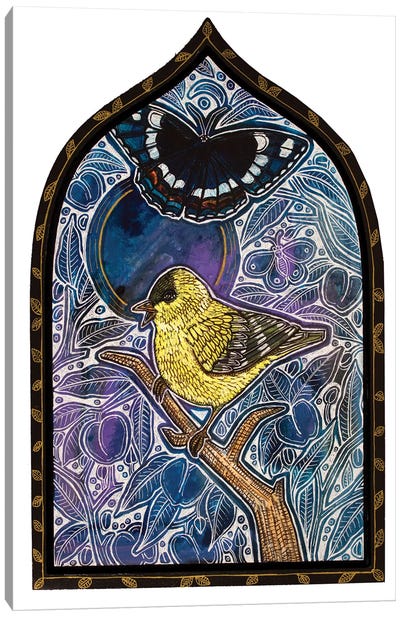 Yellow Bird Sings The Blues Canvas Art Print - Lynnette Shelley
