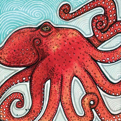 Little Red Octopus by Lynnette Shelley art print