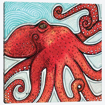 Little Red Octopus Canvas Print #LSH398} by Lynnette Shelley Canvas Print