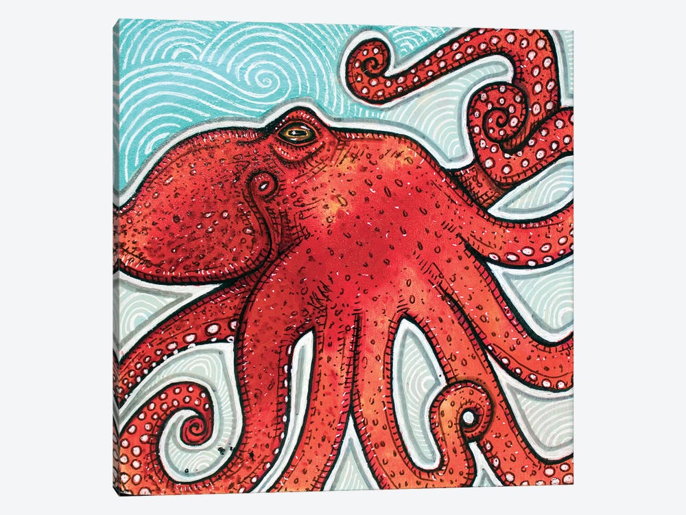 Little Red Octopus by Lynnette Shelley 1-piece Canvas Wall Art