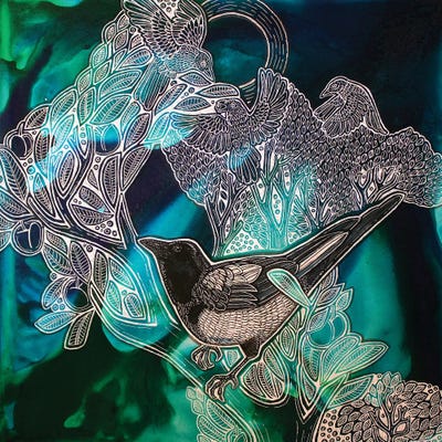 A Tiding Of Magpies by Lynnette Shelley art print