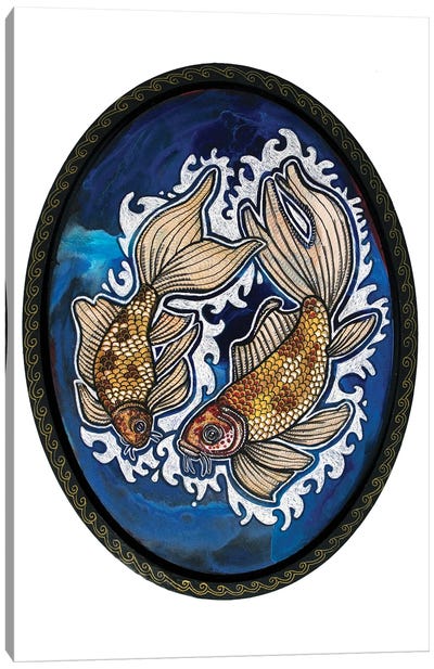 Swimming Koi Canvas Art Print - Koi Fish Art