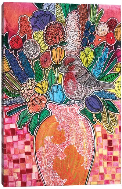 Blooming Rosefinch Canvas Art Print - Lynnette Shelley